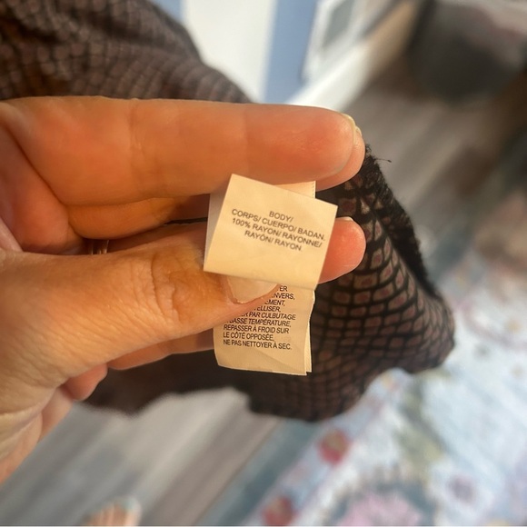 Lucky Brand Purple Black Ditsy Diamond Sleeveless Boho Pocket Dress L - Picture 5 of 10